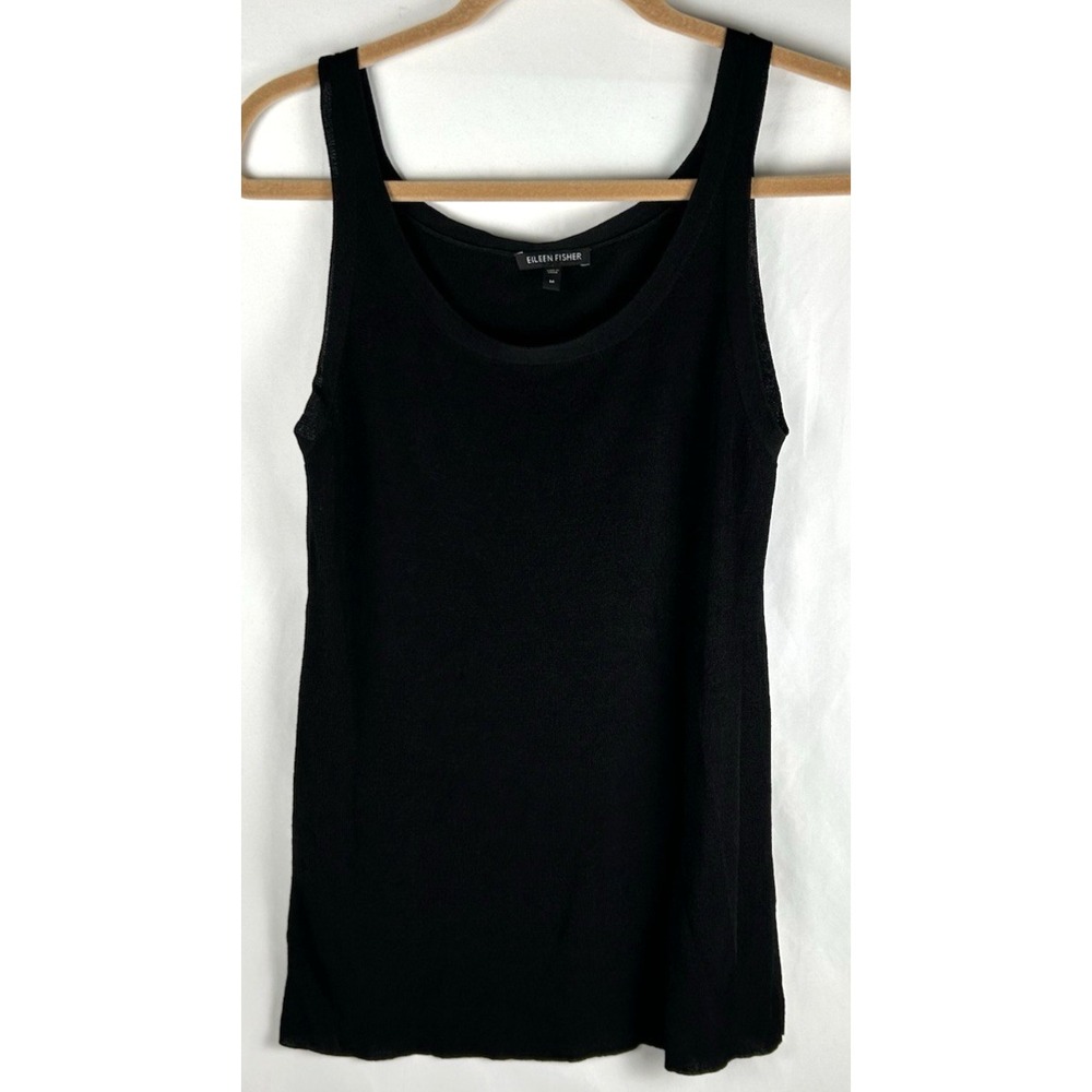 Eileen Fisher Black Viscose Knit Stretchy Tank Top Shell M Minimalist Lagenlook